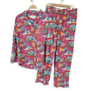 Print Fresh Pajama Set Monogramed KG Small Pink Purr-maid Organic Cotton
